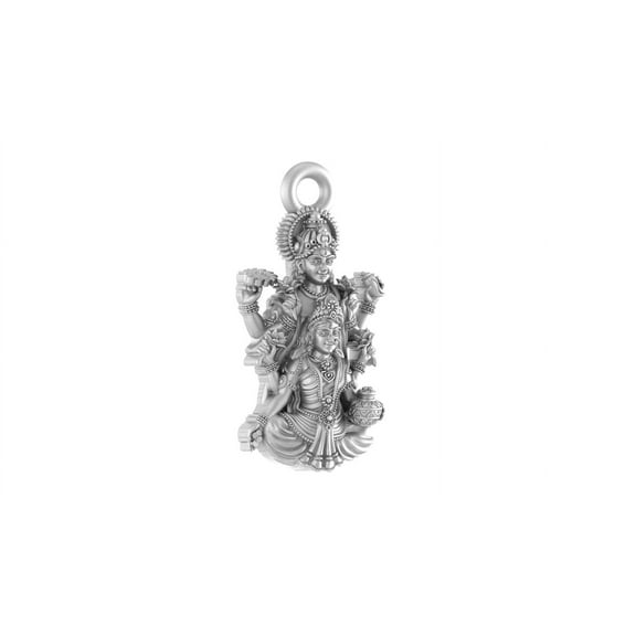 Sterling Silver (92.5% purity) God Vishnu/Vishnu Laxmi Pendant for Men & Women Pure Silver Lord Vishnu/Laxmi Vishnu Locket for Good Health & Wealth INCLUDING Silver Chain
