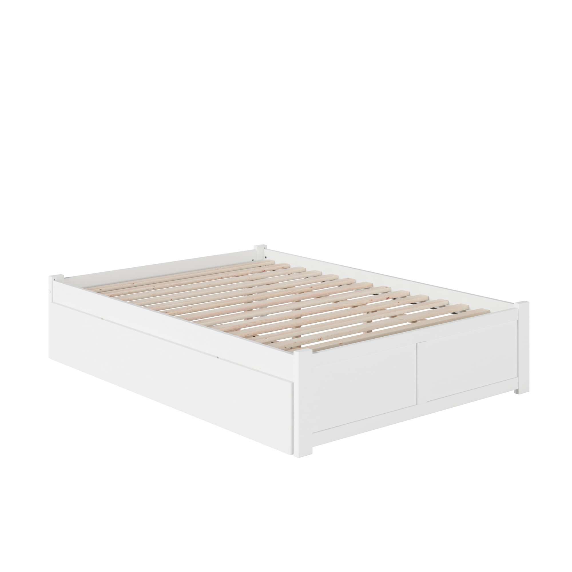 AFI Concord Queen Solid Wood Platform Bed with Footboard & Twin-XL Trundle, White