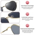 thumbnail image 4 of Gafas de sol con forma de corazón para mujer Marco de metal polarizado Gafas de sol modernas con forma de corazón Protección UV400 Lente negra, 4 of 5