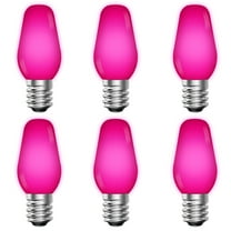 Luxrite C7 LED Pink Replacement Light Bulbs for String Lights 0.5W Colored Bulb Enclosed Fixture Rated UL E12 Indoor Outdoor 6 Pack
