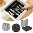 thumbnail image 4 of 2Pcs Silverware Organizer with Lid, Covered Utensil Tray for Kitchen Drawer and Countertop, Plastic Cutlery and Flatware Storage Box for Spoons Forks Knives Holder Case, 6 Compartments, 4 of 4