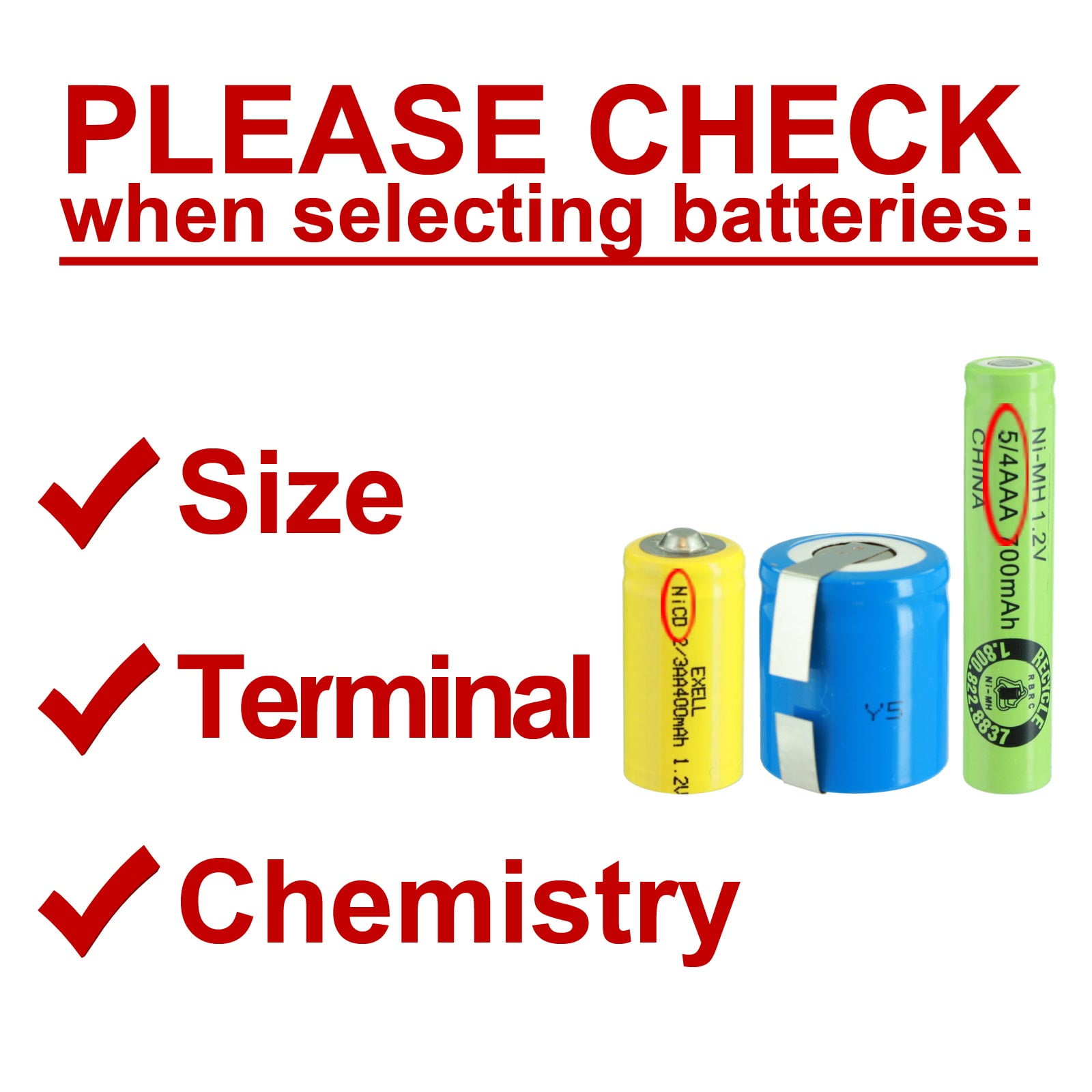 10x AA NiCD 1000mAh & 10x AAA 800mAh NiMH High Cap Rechargeable Batteries