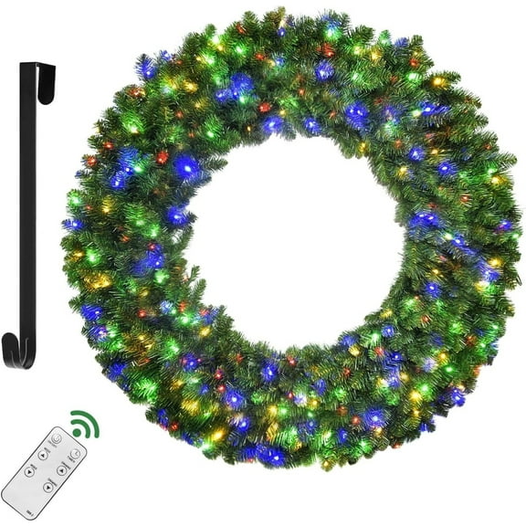 HOYECHI 48-inch Lighted Christmas Outdoor Wreath Holiday Decor
