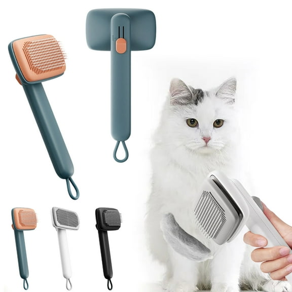 Pet Ion Brush for Dogs & Cats | Self-Cleaning Pet Hair Brush with Double-Sided Bristles, Shiny Coat, Reduces Shedding & Odors, Gentle Grooming, Battery-Operated, Black/White/Green, 28x14cm