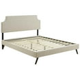 thumbnail image 6 of Corene Queen Fabric Platform Bed with Round Splayed Legs Beige, 6 of 6