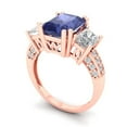 thumbnail image 2 of 4.27 ct Emerald Cut Simulated Tanzanite 3 Stone 14K Rose Gold Womens Engagement Ring, 2 of 5