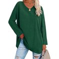thumbnail image 2 of Blusa de mujer Camisa de manga larga Jersey de color puro Cuello en V Dobladillo suelto Diseño casual, 2 of 6