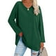 thumbnail image 2 of Blusa de mujer Camisa de manga larga Jersey de color puro Cuello en V Dobladillo suelto Diseño casual, 2 of 6