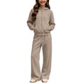 thumbnail image 3 of Jalioing Big Boys Girls Tracksuit 2 Piece Zipper Hoodies Wide Leg Sweatpants Set Winter Casual Workout Outfits, 3 of 9