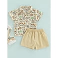 thumbnail image 2 of Genuiskids Toddler Baby Girl Boy Dinosaur Short Sleeve Button Down Shirt Casual Shorts Set Summer Outfits 2Pcs Clothes Set, 2 of 9