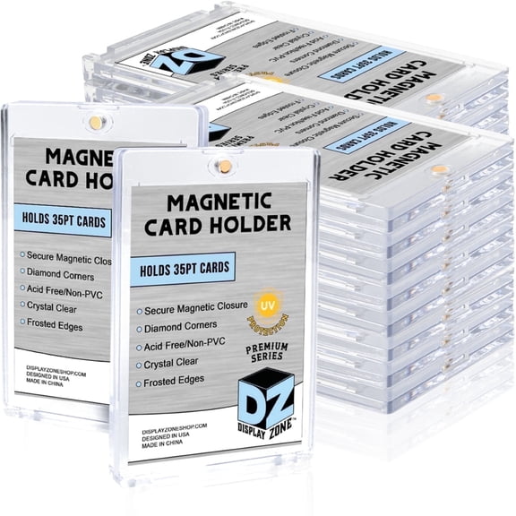 (Box 25) Display Zone 35pt Magnetic Trading Card Holder One-Touch up to 35pt Thickness - Baseball Sports Card UV Protector Case