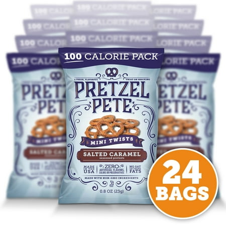 Pretzel Pete Mini Twists, 100 Calorie Pack, Salted Caramel, .8 Oz, Pack of