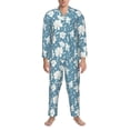 thumbnail image 3 of Kdxio Lilies Flowers Men’s Pajama Set Pajamas For Men 2 Piece PJ Set with Men Pajama Pants and Long Sleeve T-Shirt Lounge Set-Medium, 3 of 7