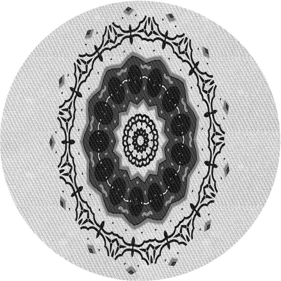 Ahgly Company Indoor Round Patterned Platinum Gray Area Rugs, 6' Round