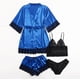 thumbnail image 1 of Batas de mujer de talla grande, lencería de seda, bata de baño de satén, conjunto de cuatro piezas, pijamas para dormir, pijamas para mujer, 1 of 7