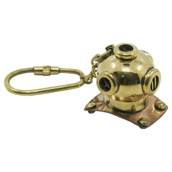 Historical Miniature Brass Divers Helmet Keychain