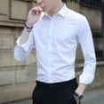 thumbnail image 2 of Camisa blanca de manga larga para hombre, ropa de trabajo profesional informal de negocios, suaviza tu silueta, camisa de traje con cuello cuadrado sin arrugas, 2 of 4