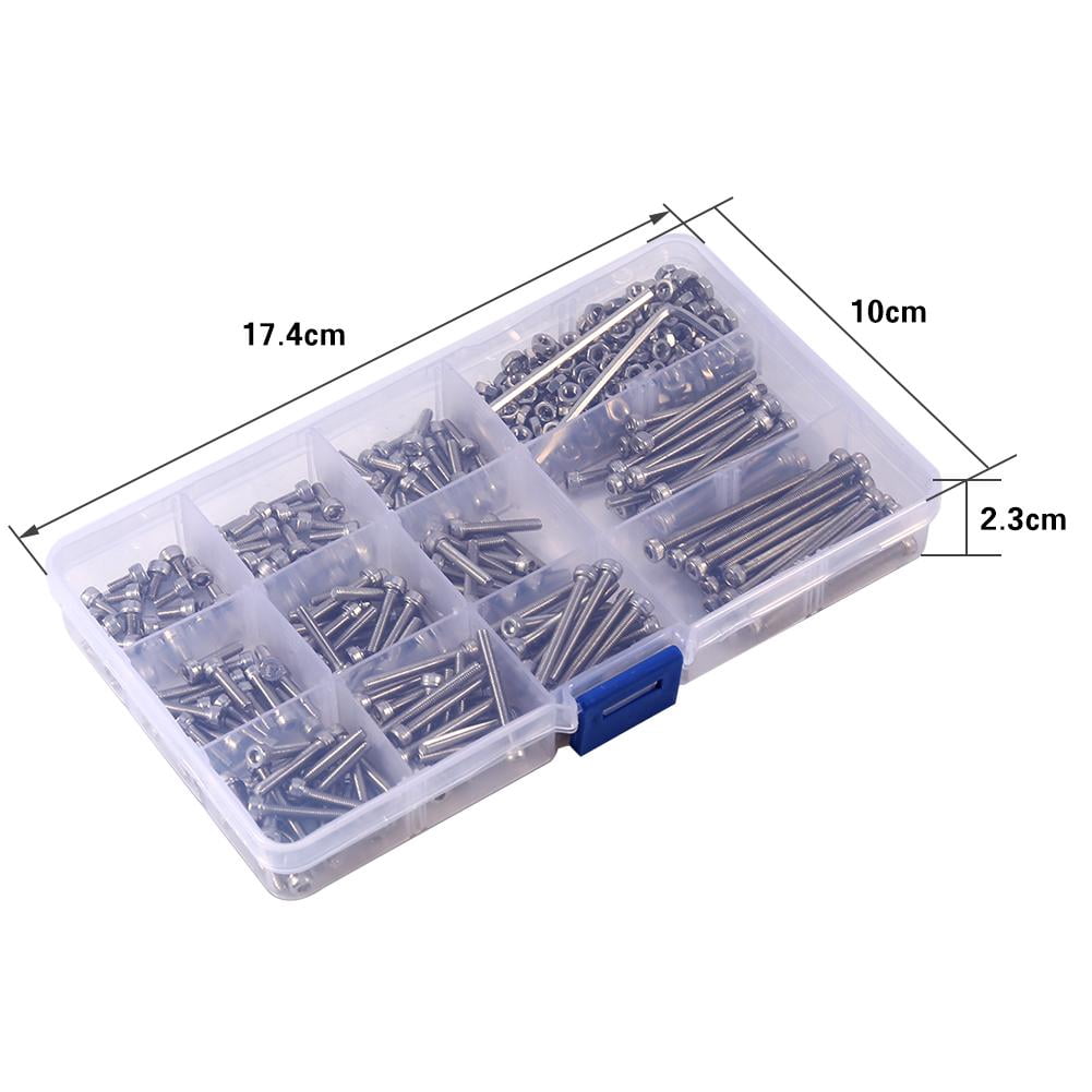 Gegong Nuts,Screws,440pcs M3 Stainless Steel Hex Head Socket Screws And Nuts Assortment 2 Hex Keys