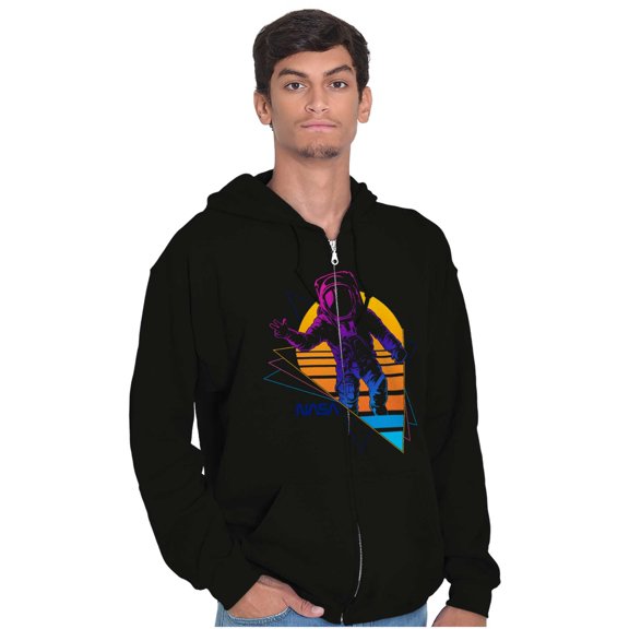 Vaporwave NASA Astronaut Space Jump Zip Up Hoodie Men's Women's Brisco Brands S