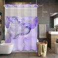 thumbnail image 5 of No Hook Shower Curtains with Snap-in Liner Set, Purple Marble Waterproof Hotel Bathroom Shower Curtain, Modern Abstract Waves Silvery Farmhouse Breathable Mesh Top Window Bath Curtains 60''x72'', 5 of 9