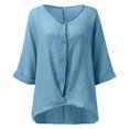 thumbnail image 4 of CAIXIA Women's Casual V Neck Summer Tee Stylish Solid Color Top For Easy Outfit Pairing With Jeans And Pants Plus Size Blouses For Women,Blue, 4 of 4