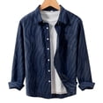 thumbnail image 2 of Xzbqbs Long Sleeve Shirts for Men Jacquared Fake Denim Lapel Button Up Casual Blouse Fall Fashion Loose Fit Cozy Outdoor Shirts, 2 of 8