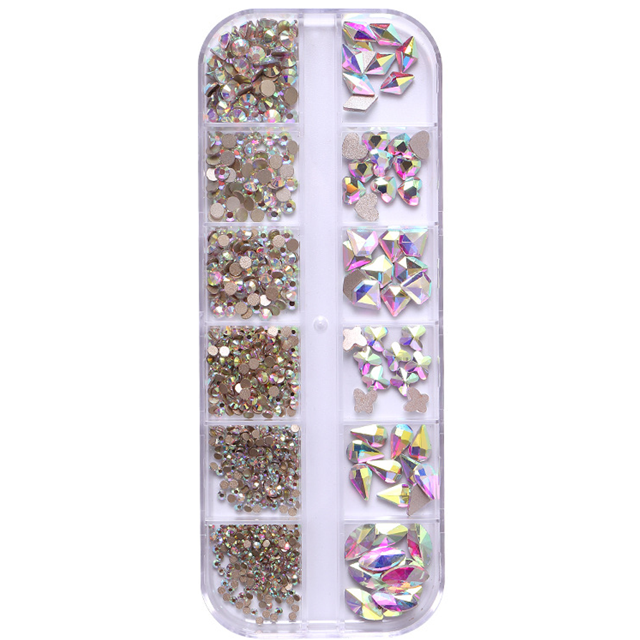 Piedras brillantes para uñas Piedras de imitación en forma de ojo de caballo Piedras de imitación con parte posterior plana Gemas para uñas Decoraciones Suministros con caja