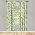 thumbnail image 3 of Ambesonne Geometric Curtains, Boho Retro Round Pattern, Pair of 28"x84", Seafoam and Marigold, 3 of 5