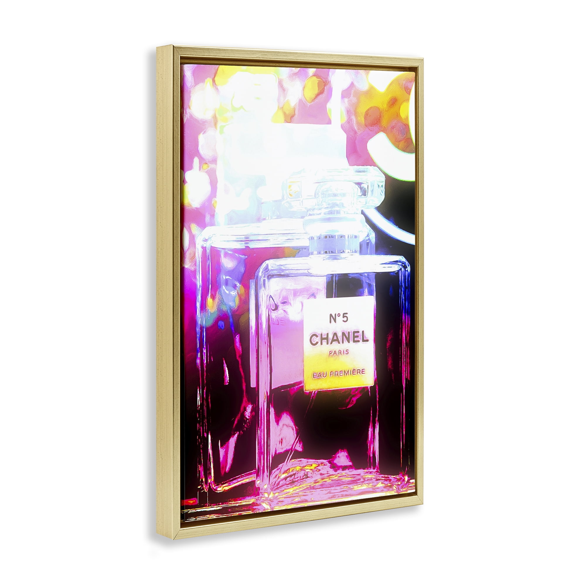Stupell Industries Pretty In Pink Perfume Fashion Painting Gold Floater Framed Canvas Art Print Wall Art, 17 x 25