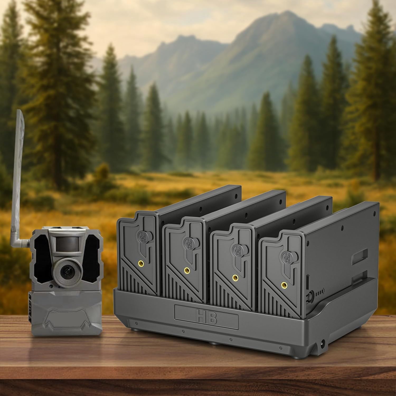 4-Port Fast Charging Station and 4 Pack Battery, Replacement TACTACAM Reveal Lithium Cartridge Charger, fit for Ultra, X, Pro 3.0, Gen 2.0 & 3.0 Cellular Trail Camera, Include 12V 5A Wall Charger
