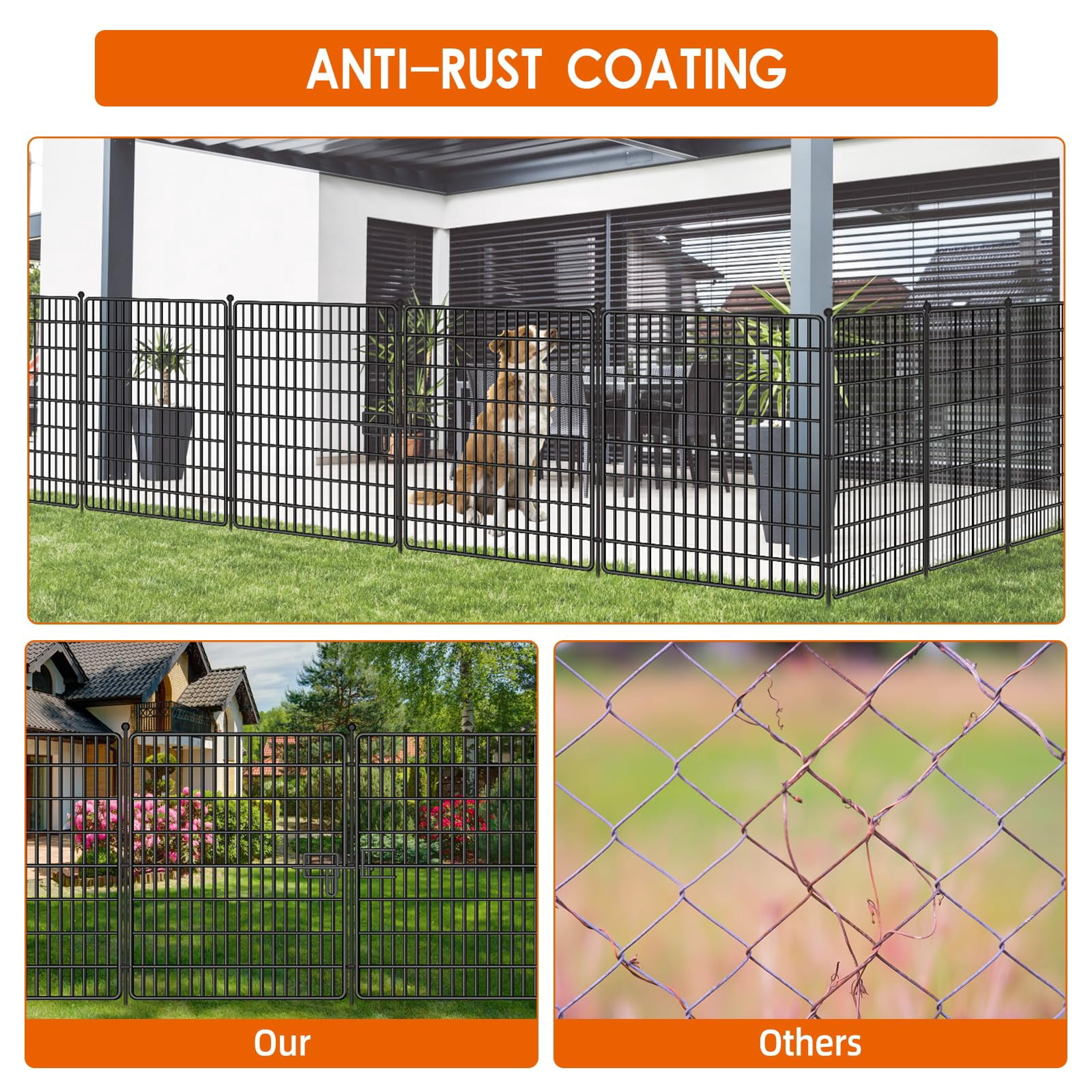 Decorative Garden Fence, No Dig Decorative Fence for Outdoor,Yard, Patio,32 in(H)  Animal Barrier Rustproof Metal Wire Panel,Temporary Dog Fence