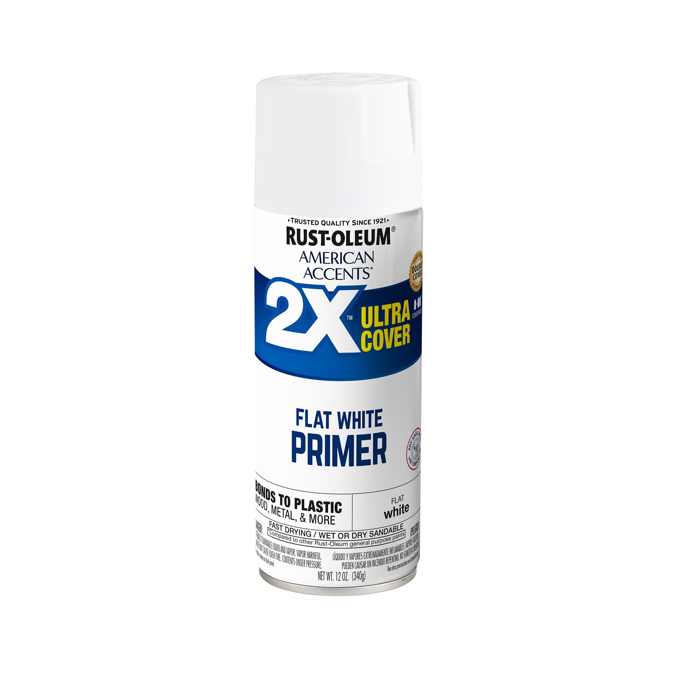 (6 pack) White Primer, Rust-Oleum American Accents 2X Ultra Cover Flat Spray Paint-327914, 12 oz