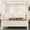 Beige, variant on MODERNLUXE Queen Size Canopy Platform Bed, Upholstery Platform Bed Frame with Four Posters, Vertical Ribbed Corduroy Design, Black