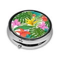 thumbnail image 2 of ZICANCN Round Pill Box Organizer with 3 Compartment, Tropical-Greens Portable Travel Pill Cases for Pocket or Purse, 2 of 6