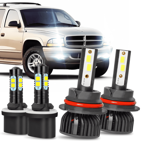 For Dodge Durango 1998-2000 LED Headlight High-Low Beam Fog Light Bulbs Kit 6000K