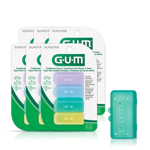 GUM Toothbrush Cap, Toothbrush Covers for Travel or Home Use, 4 Covers (Pack of 6)