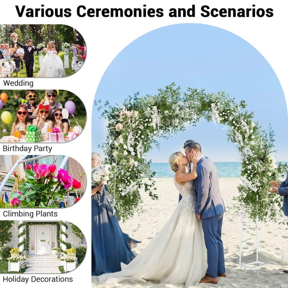Treillis d'Arche de Jardin en Métal Robuste pour Plantes Grimpantes – Tonnelle de Pergola Extérieure et Intérieure 9,8 x 7,2 Pi avec Design en Dôme – Polyvalent pour Mariages, Fêtes, Pelouse, Patio – Blanc