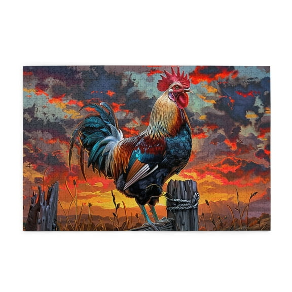 1000 PCS Beautiful Rooster On The Fence Jigsaw Puzzles 1000 Pieces For Adults,Vibrant And Stunning Wooden Puzzle,Challenging Brain Exercise,Classic Rooster Modern Style Puzzle,Stress Relieving Puzzle