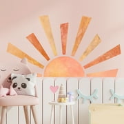 Large Half Sun Wall Decal - Children's Baby Boys Girls Nursery Decor, Kids Room Wall Art, Removable Sunburst Boho Wall Stickers