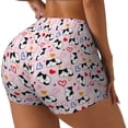 thumbnail image 2 of Kdxio Cartoon Cat And Heart Print Workout Shorts for Women Seamless Soft Smooth Gym Yoga Scrunch Active Shorts, 2 of 5