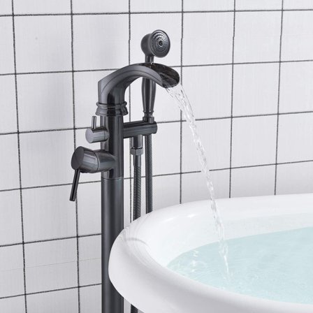 Waterfall Floor Mounted Bathtub Faucet Freestanding Tub Fill with Hand Shower For Daily Life