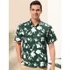 thumbnail image 2 of Lars Amadeus Camisa tropical de playa con botones y manga corta con estampado floral hawaiano para hombre Verde blanco XL, 2 of 6