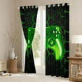 thumbnail image 2 of jejeloiu Game Console Curtains Pack of 2 (42x84 Each),Gamer Gaming Curtains Blackout,Green Geometric Hexagon Bedroom Curtains For Boys,Breathable Bedroom Decorative, 2 of 5