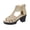 Gold, variant on Women Rhinestone Cut Out Chunky Heel Sandals Open Toe Hidden Zipper Summer High Heel Shoes For Party And Commute, Black