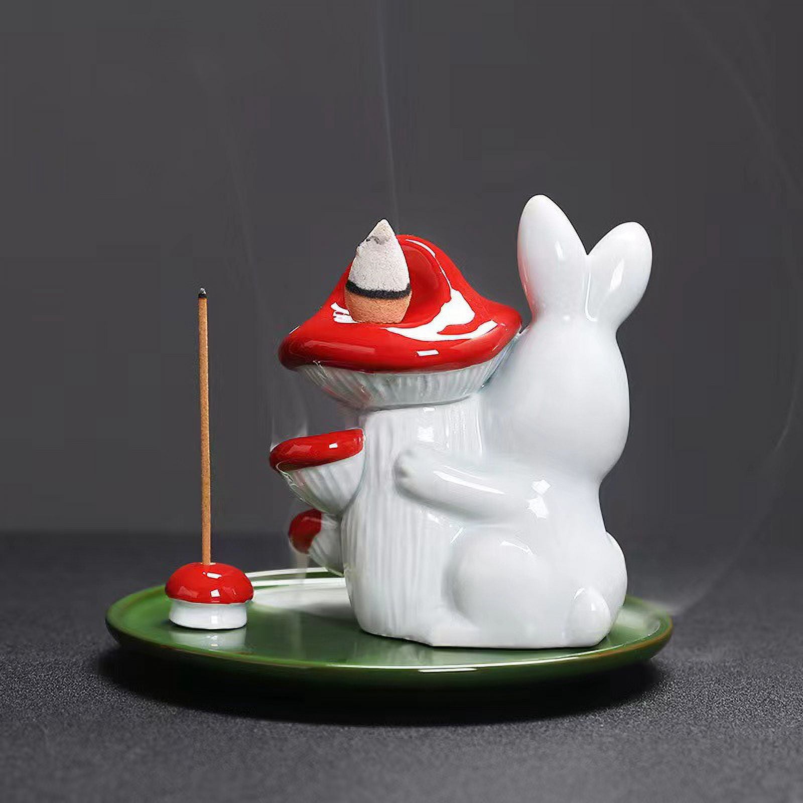 Rabbit Incense Holder, Handmade Incense Burner Holder, Ceramic Incense Holder for Incense Stick, Ash Catcher for Yoga and Home Decor