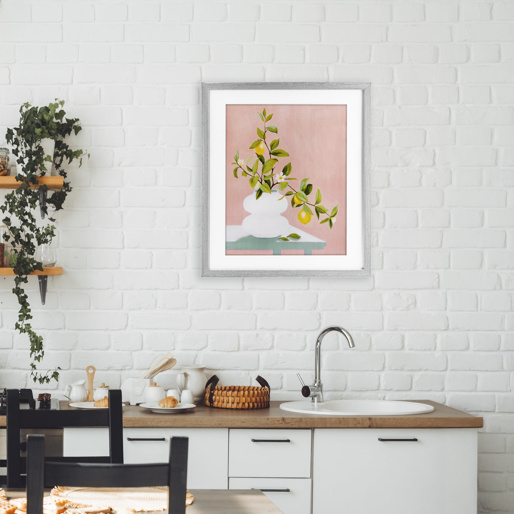 Stupell Industries Afternoon Limoncello Plant Gray Framed Print Under Glass, design by Grace Popp