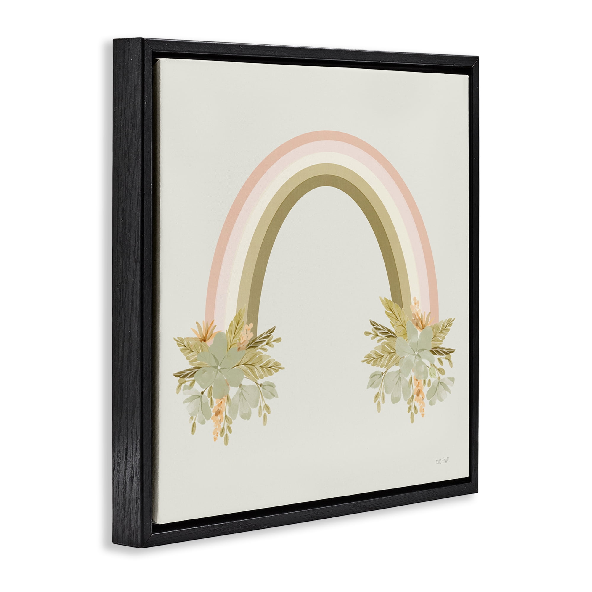 Stupell Industries Blooming Floral Rainbow Landscape & Nature Painting Black Floater Framed Canvas Art Print Wall Art, 25 x 25