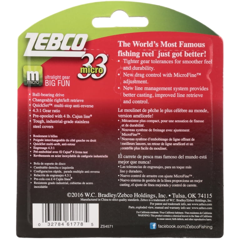 Zebco 33 Micro Spincast Reel - QuickSet Anti-Reverse - Walmart.com