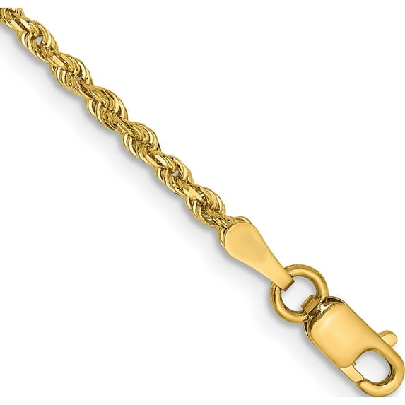 14K Yellow Gold 2.00mm Diamond-Cut Quadruple Rope Chain Anklet (9 X 2) Made In Peru qtr016-9