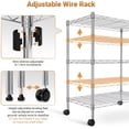 thumbnail image 5 of QUIOCOZY Heavy Duty 3-Tier Wire Shelving with Wheels, Adjustable Steel Storage Rack, 750 Lb Capacity, Chrome, 24" x 14" x 30", 5 of 8